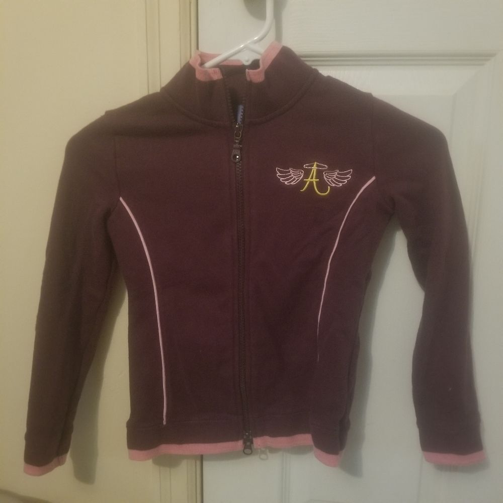 Canyon River Blues Full Zip Sweatshirt Maroon Embroidered Angel Wings Size S